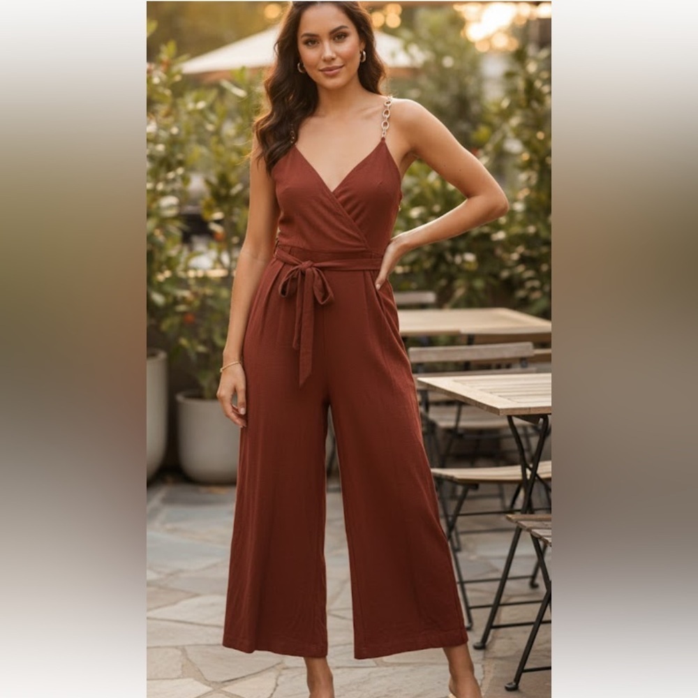 H Y F V E Elegant Rust Jumpsuit